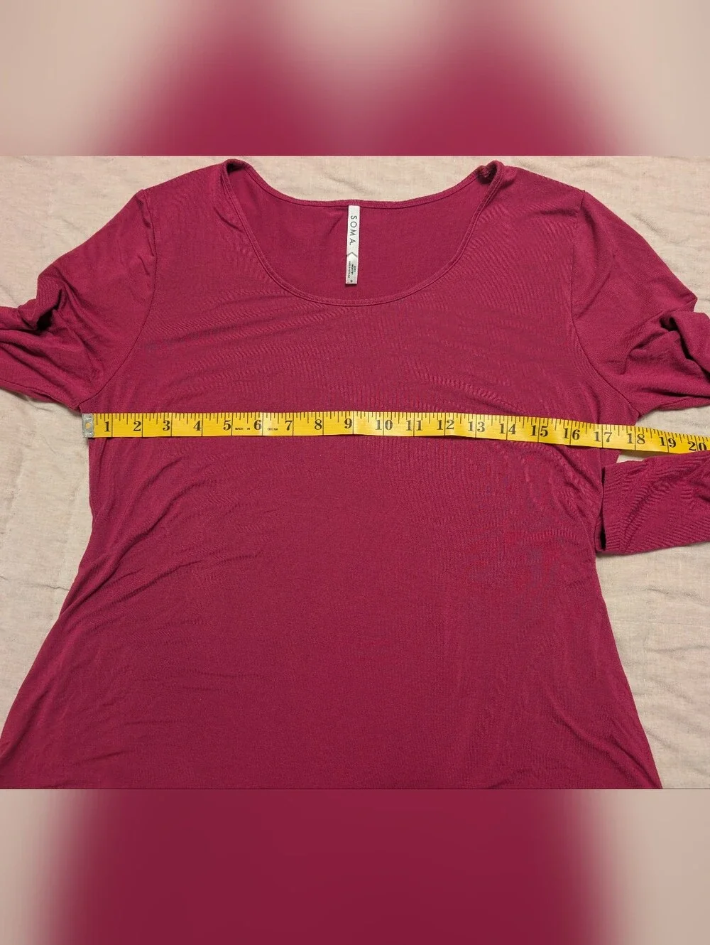 NWOT Soma Cool Nights Long Sleeve Scoop Neck Sleep Top Pink Size Small Soft PJ - Picture 3 of 7